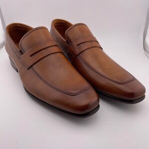 Florsheim Men Leather Rucci Penny Loafers Dress Shoes Cognac 11 EEE Wide Fit NEW